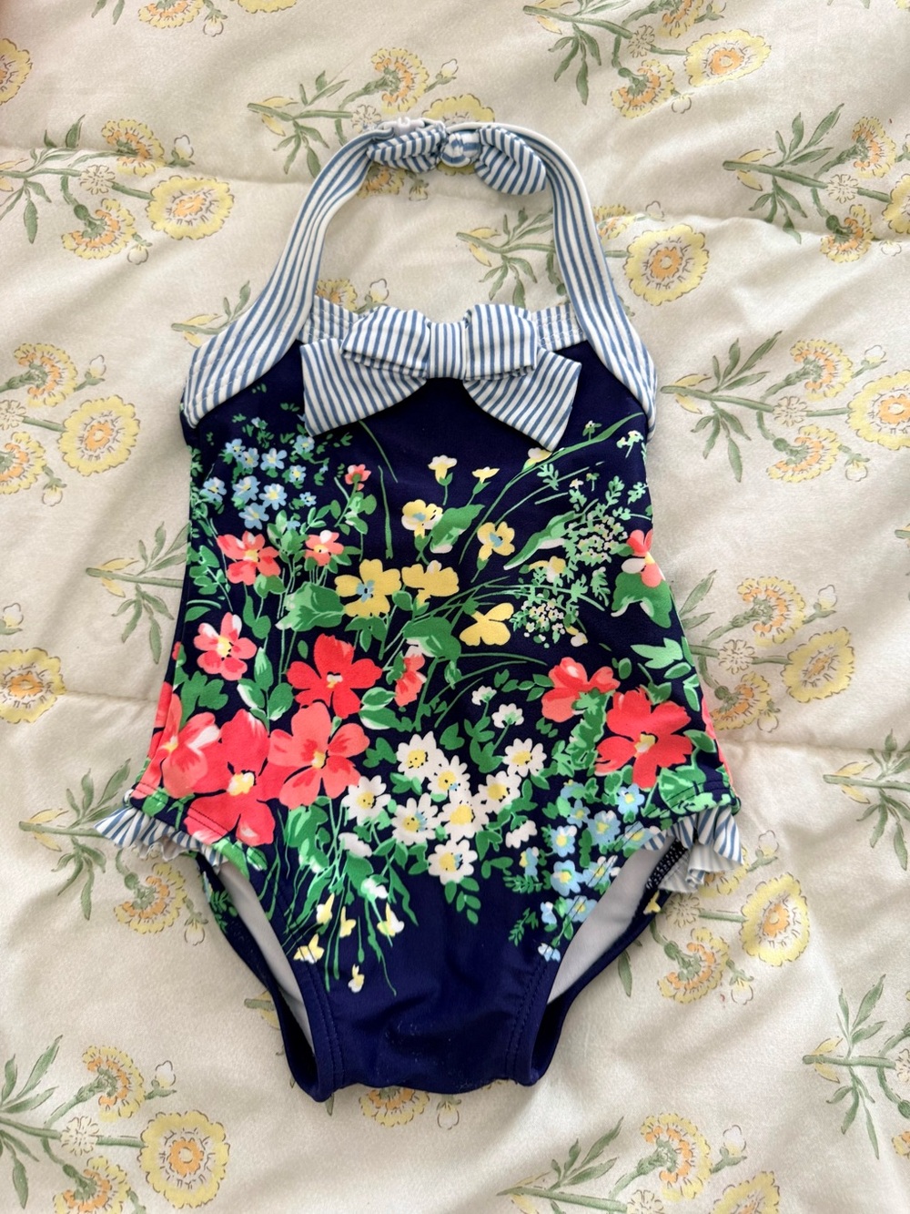 janie and jack 1 Piece swimsuit floral Vintage Style Bathing Suit 6-12 Months
